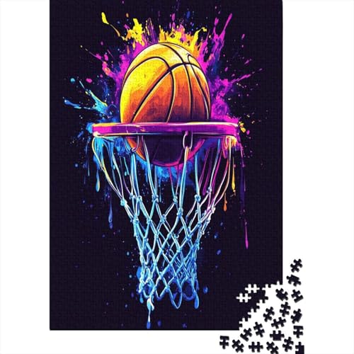 Woody Puzzle 1000 Teile – Puzzle Für Erwachsene – Basketball 1000pcs (75x50cm) von MOBYAT