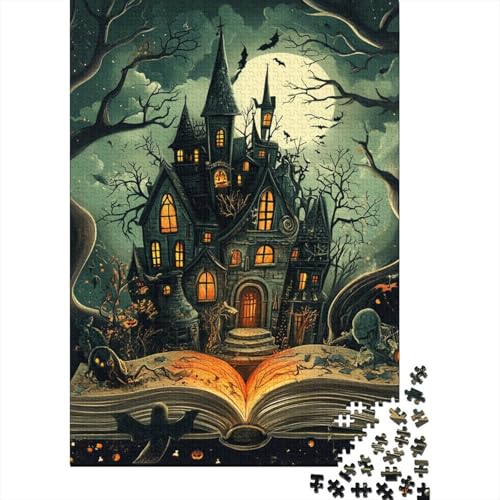 Woody Puzzle 1000 Teile – Puzzle Für Erwachsene – Halloween Ancient Schloss 1000pcs (75x50cm) von MOBYAT