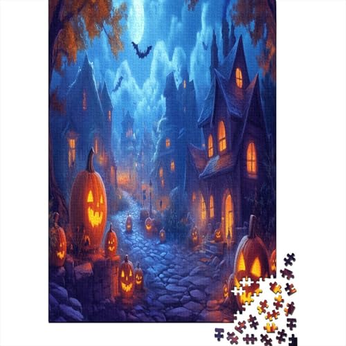 Woody Puzzle 1000 Teile – Puzzle Für Erwachsene – Halloween Dorf 1000pcs (75x50cm) von MOBYAT