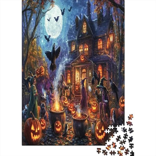 Woody Puzzle 1000 Teile – Puzzle Für Erwachsene – Halloween Dorf 1000pcs (75x50cm) von MOBYAT
