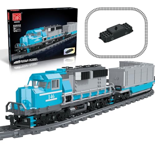 Güterzug Bausatz Eisenbahn Baustein Zug, Lokomotive und Wagen, Modellbau-Spielzeug Geschenk für Kinder ab 8 Jahren/Erwachsene (1078 Teile, mit 32 Schienen und wiederaufladbarem Motor) Güterzug Bausatz Eisenbahn Baustein Zug, Lokomotive und Wagen, Modellbau-Spielzeug Geschenk für Kinder ab 8 Jahren/Erwachsene (1078 Teile, mit 32 Schienen und wiederaufladbarem Motor) von MOCBROPCS