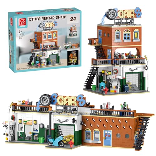 2 in 1 City Bauspielzeug Set, kompatibel mit Lego City Auto Reparaturwerkstatt Modularer BAU Modellsets Baukasten mit LED-Licht, Spielzeug Geschenk für Erwachsene Kinder Jungen ab 8 Jahren (1637 PCS) 2 in 1 City Bauspielzeug Set, kompatibel mit Lego City Auto Reparaturwerkstatt Modularer BAU Modellsets Baukasten mit LED-Licht, Spielzeug Geschenk für Erwachsene Kinder Jungen ab 8 Jahren (1637 PCS) von MOCBROPCS