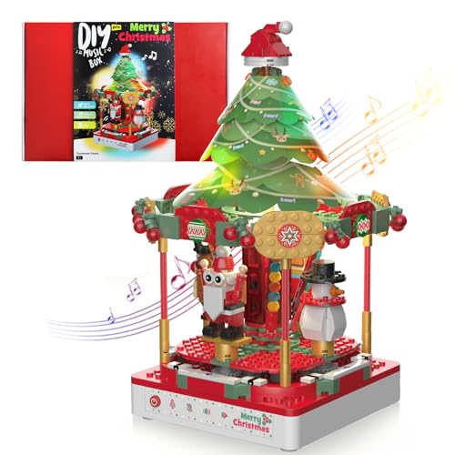 Weihnachtsbaum-Spieluhr Bauspielzeug 2-in-1 mit rotierendem Weihnachtsmann Schneemann Elch zwei Lichtern, Berühren Konstruktionsspielzeug Weihnachtsgeschenkfür Erwachsene und Kinder im Alter von 8+ Weihnachtsbaum-Spieluhr Bauspielzeug 2-in-1 mit rotierendem Weihnachtsmann Schneemann Elch zwei Lichtern, Berühren Konstruktionsspielzeug Weihnachtsgeschenkfür Erwachsene und Kinder im Alter von 8+ von MOCBROPCS