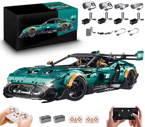 MOCSETS Technik Auto für Aston Martin Vulcan, Mit 8Motoren Set, Modellauto-Bausatz im Maßstab 1:8, Klemmbausteine Auto Modellbausatz aus 3794+ Teile (Mit Originalkarton) von MOCSETS