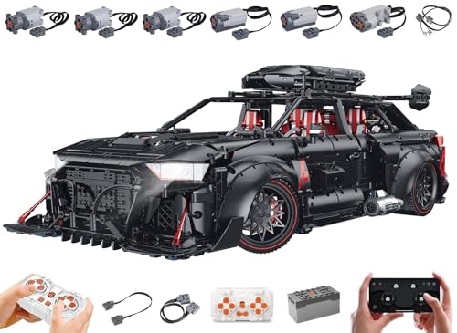 MOCSETS Technik Auto für Audi RS6, Mit 6Motoren Set, Modellauto-Bausatz im Maßstab 1:8, MOC Klemmbausteine Auto Modellbausatz aus 4189+ Teile (Ohne Originalkarton) von MOCSETS