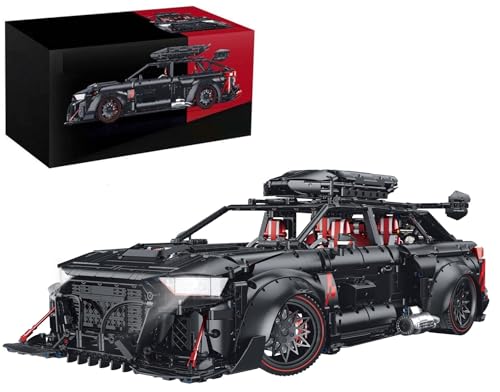 MOCSETS Technik Auto für Audi RS6, Modellauto-Bausatz im Maßstab 1:8, MOC Klemmbausteine Auto Modellbausatz aus 4189+ Teile (Mit Originalkarton) von MOCSETS