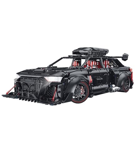 MOCSETS Technik Auto für Audi RS6, Modellauto-Bausatz im Maßstab 1:8, MOC Klemmbausteine Auto Modellbausatz aus 4189+ Teile (Ohne Originalkarton) von MOCSETS