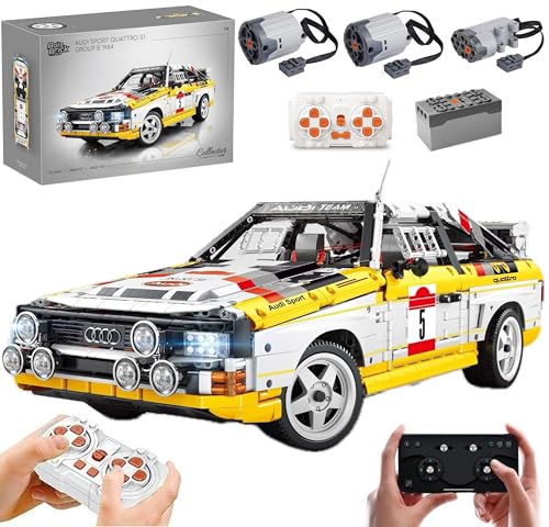 MOCSETS Technik Auto für Audi S1 Rennauto, Modellauto-Bausatz im Maßstab 1:8, Klemmbausteine Rennwagen aus 3887+ Teile (Mit 3Motoren Set) von MOCSETS