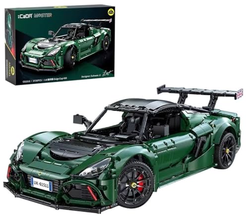 MOCSETS Technik Auto für CADA Lotus Exige Cup 430 C61511W, Modellauto-Bausatz im Maßstab 1:8, Klemmbausteine Auto aus 3730+ Teile (Mit Originalkarton) von MOCSETS