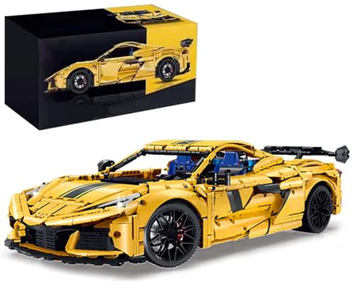 MOCSETS Technik Auto für Chevrolte Corvete C8, Modellauto-Bausatz im Maßstab 1:8, Klemmbausteine Auto Modellbausatz aus 3788+ Teile (Mit Originalkarton) von MOCSETS