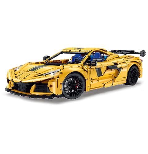 MOCSETS Technik Auto für Chevrolte Corvete C8, Modellauto-Bausatz im Maßstab 1:8, Klemmbausteine Auto Modellbausatz aus 3788+ Teile (Ohne Originalkarton) von MOCSETS