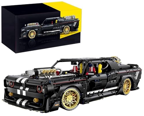MOCSETS Technik Auto für Dodge Challenger, Modellauto-Bausatz im Maßstab 1:8, Klemmbausteine Auto Modellbausatz aus 3751+ Teile (Mit Originalkarton) von MOCSETS
