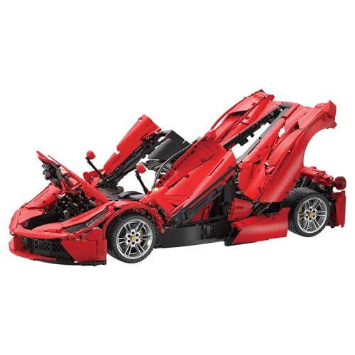 MOCSETS Technik Auto für Farrari Sportwagen, Modellauto-Bausatz im Maßstab 1:8, MOC Klemmbausteine Auto Modellbausatz aus 4739+ Teile (Ohne Originalkarton) von MOCSETS