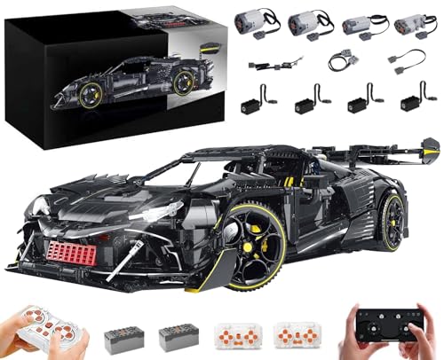 MOCSETS Technik Auto für Ferrari 296 GTB, Mit 8Motoren Set, Modellauto-Bausatz im Maßstab 1:8, Klemmbausteine Auto Modellbausatz aus 3729+ Teile (Mit Originalkarton) von MOCSETS