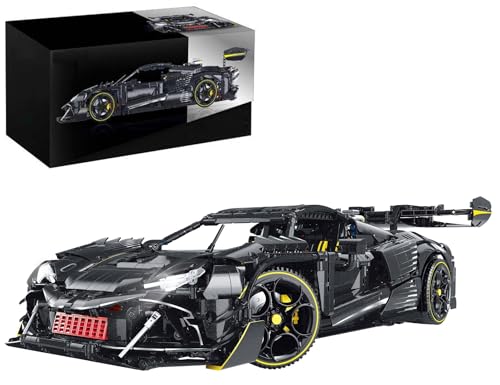 MOCSETS Technik Auto für Ferrari 296 GTB, Modellauto-Bausatz im Maßstab 1:8, Klemmbausteine Auto Modellbausatz aus 3729+ Teile (Mit Originalkarton) von MOCSETS