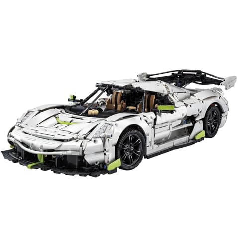 MOCSETS Technik Auto für Koenigseg Jesko Supersportwagen, Modellauto-Bausatz im Maßstab 1:8, MOC Klemmbausteine Auto Modellbausatz aus 4346+ Teile (Ohne Originalkarton) von MOCSETS