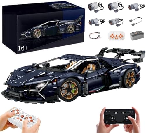 MOCSETS Technik Auto für Lambo Aventador SVJ, Mit 5Motoren Set, Modellauto-Bausatz im Maßstab 1:8, Klemmbausteine Auto Modellbausatz aus 3851+ Teile (Mit Originalkarton) von MOCSETS