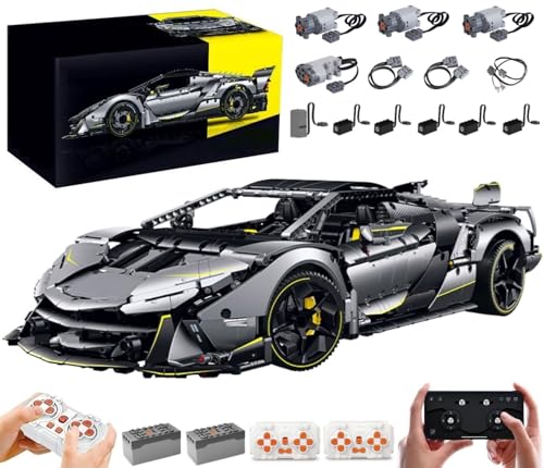 MOCSETS Technik Auto für Lambo SC18 Alston, Mit 9Motoren Set, Modellauto-Bausatz im Maßstab 1:8, Klemmbausteine Auto Modellbausatz aus 3392+ Teile (Mit Originalkarton) von MOCSETS