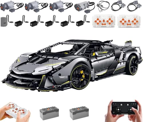 MOCSETS Technik Auto für Lambo SC18 Alston, Mit 9Motoren Set, Modellauto-Bausatz im Maßstab 1:8, Klemmbausteine Auto Modellbausatz aus 3392+ Teile (Ohne Originalkarton) von MOCSETS
