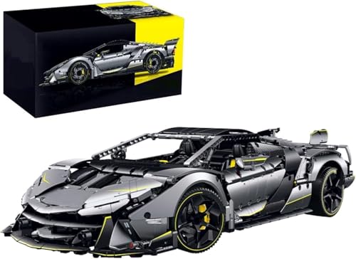MOCSETS Technik Auto für Lambo SC18 Alston, Modellauto-Bausatz im Maßstab 1:8, Klemmbausteine Auto Modellbausatz aus 3392+ Teile (Mit Originalkarton) von MOCSETS