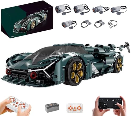 MOCSETS Technik Auto für Lambo Terzo Millennio, Mit 5Motoren Set, Modellauto-Bausatz im Maßstab 1:8, Klemmbausteine Auto Modellbausatz aus 3466+ Teile (Mit Originalkarton) von MOCSETS
