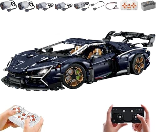 MOCSETS Technik Auto für Lamborghini Aventador SVJ, Mit 5Motoren Set, Modellauto-Bausatz im Maßstab 1:8, Klemmbausteine Auto Modellbausatz aus 3851+ Teile (Ohne Originalkarton) von MOCSETS