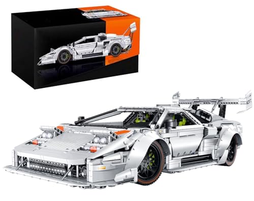 MOCSETS Technik Auto für Lamborghini Countach LP5000 Quattrovalvole, Modellauto-Bausatz im Maßstab 1:8, Klemmbausteine Auto Modellbausatz aus 3970+ Teile (Mit Originalkarton) von MOCSETS