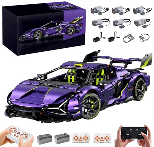MOCSETS Technik Auto für Lamborghini Sian, Mit 8Motoren Set, Modellauto-Bausatz im Maßstab 1:8, MOC Klemmbausteine Auto Modellbausatz aus 3654+ Teile (Mit Originalkarton) von MOCSETS