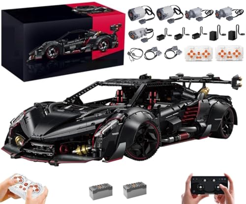 MOCSETS Technik Auto für Lamborghini Veneno, Mit 8Motoren Set, Modellauto-Bausatz im Maßstab 1:8, Klemmbausteine Auto Modellbausatz aus 3809+ Teile (Mit Originalkarton) von MOCSETS