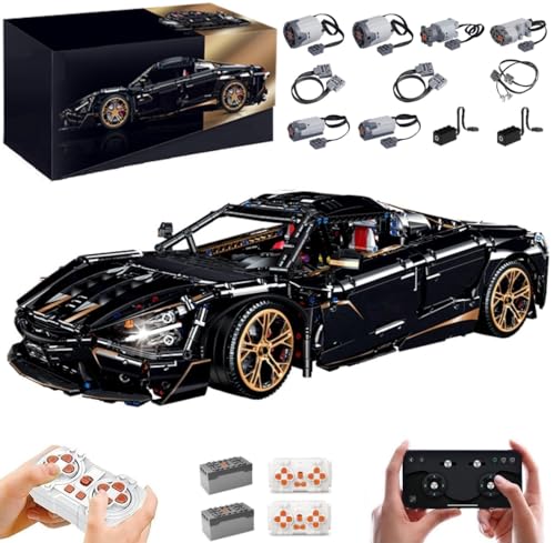 MOCSETS Technik Auto für McIaren 720S, Mit 8Motoren Set, Modellauto-Bausatz im Maßstab 1:8, Klemmbausteine Auto Modellbausatz aus 3658+ Teile (Mit Originalkarton) von MOCSETS