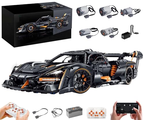 MOCSETS Technik Auto für McLaren Senna GTR, Mit 6Motoren Set, Modellauto-Bausatz im Maßstab 1:8, Klemmbausteine Auto Modellbausatz aus 3803+ Teile (Mit Originalkarton) von MOCSETS