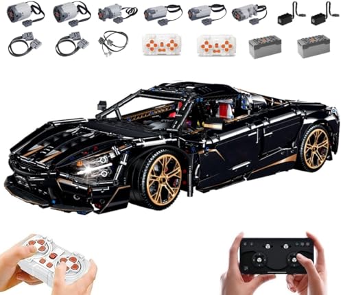 MOCSETS Technik Auto für Mclaren 720S, Mit 8Motoren Set, Modellauto-Bausatz im Maßstab 1:8, Klemmbausteine Auto Modellbausatz aus 3658+ Teile (Ohne Originalkarton) von MOCSETS