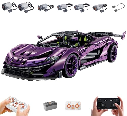 MOCSETS Technik Auto für Mclaren P1, Mit 6Motoren Set, Modellauto-Bausatz im Maßstab 1:8, Klemmbausteine Auto Modellbausatz aus 3224+ Teile (Ohne Originalkarton) von MOCSETS