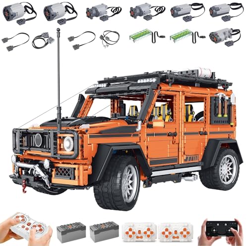 MOCSETS Technik Auto für Mercedes G-Klasse AMG G63, Mit 7Motoren Set, Modellauto-Bausatz im Maßstab 1:8, Klemmbausteine Auto Modellbausatz aus 3914+ Teile (Ohne Originalkarton) von MOCSETS