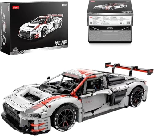 MOCSETS Technik Auto für Rastar Audi R8 LMS GT3, Modellauto-Bausatz im Maßstab 1:8, Klemmbausteine Auto aus 3314+ Teile (Mit Originalkarton) von MOCSETS