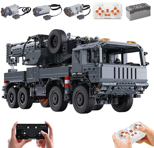 MOCSETS Technik Kran für CADA Militärkranwagen C61507W, Mit 3Motoren Set, Militärfahrzeuge Modellbausatz, Klemmbausteine Militär Kranwagen Bausatz aus 2686+ Teile (Ohne Originalkarton) von MOCSETS