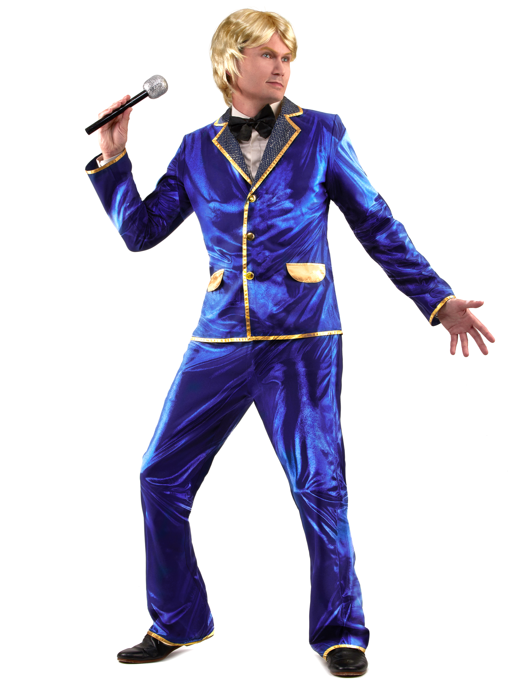 70er-Outfit Disco-Herrenkostüm blau-gold von KARNEVAL-MEGASTORE