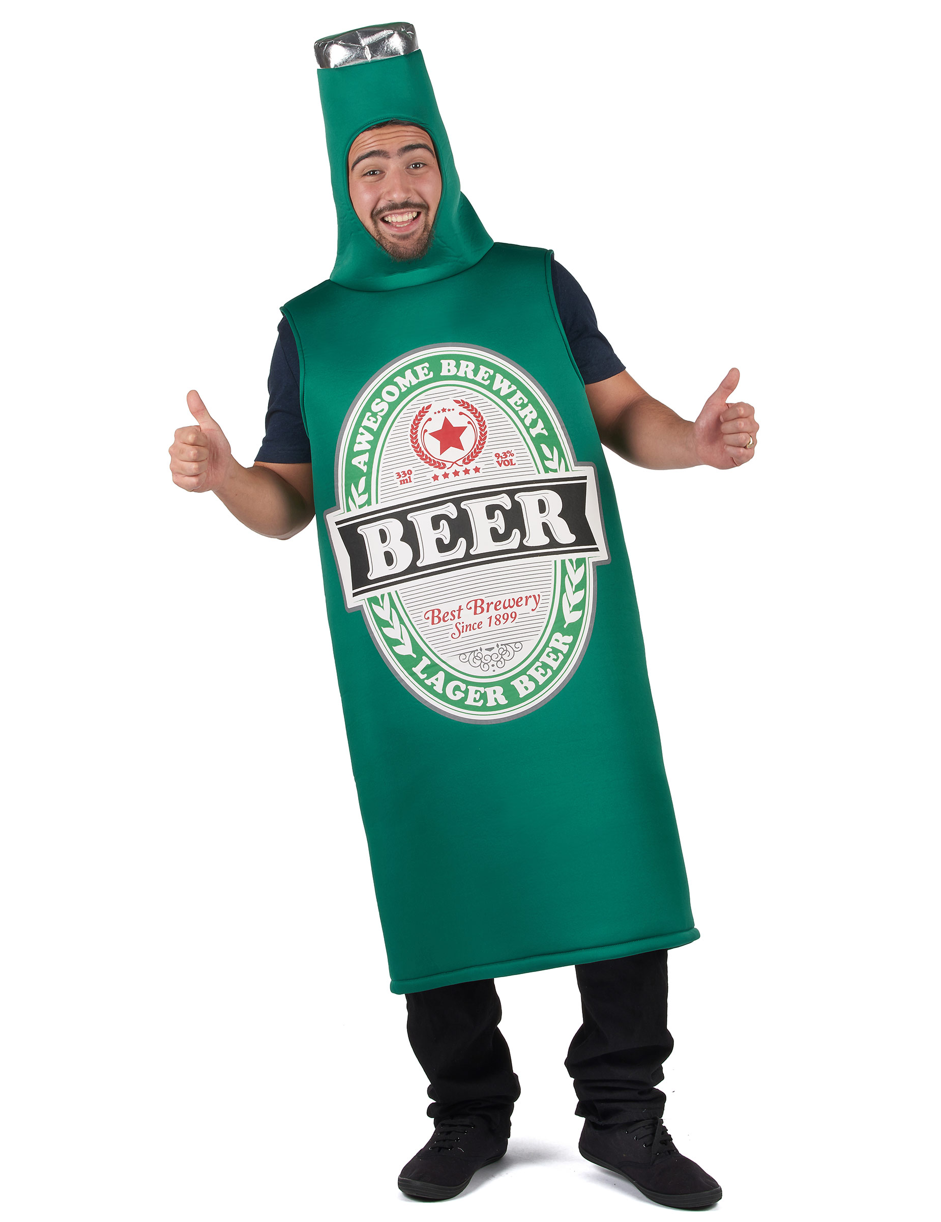 Bier-Kostüm humorvolles Faschingskostüm grün-weiss-schwarz von KARNEVAL-MEGASTORE