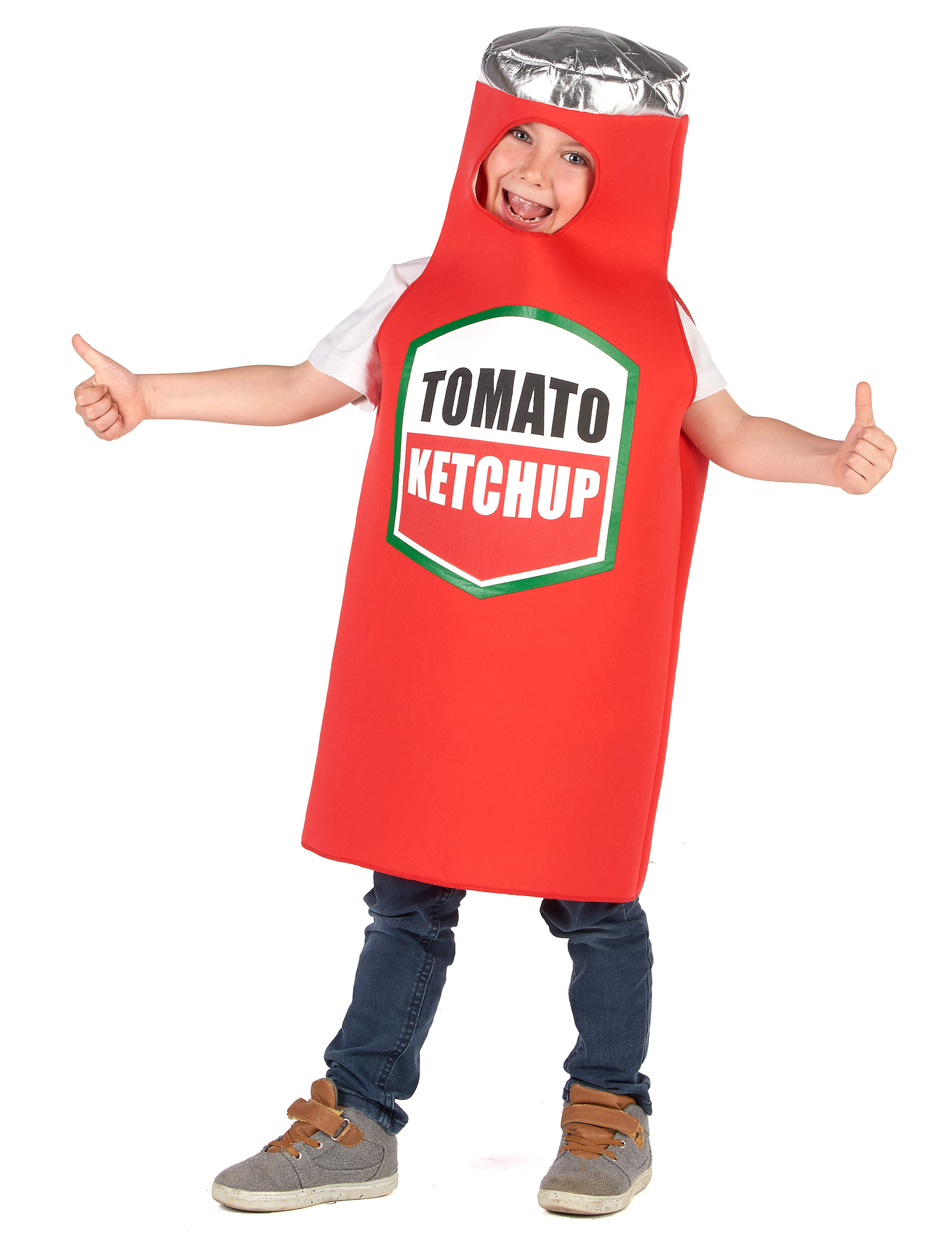 Ketchup-Kinderkostüm Fasching rot-weiss von KARNEVAL-MEGASTORE