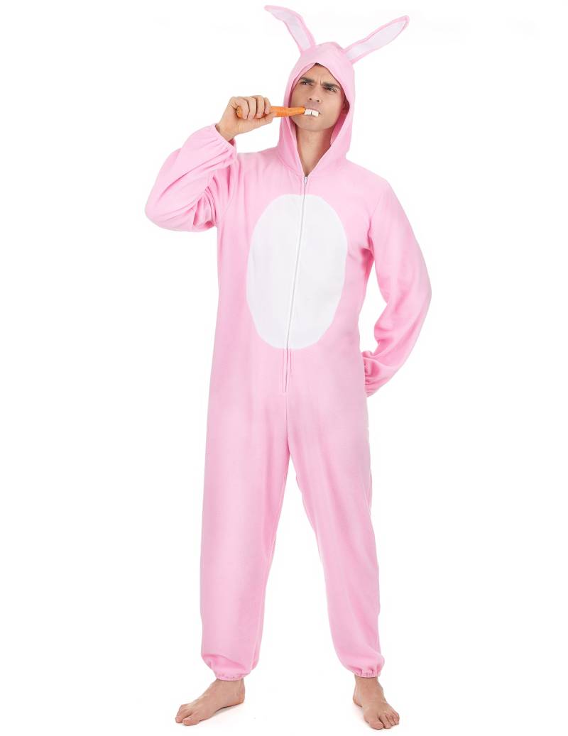 Lustiger Hase Kostüm für Erwachsene Kaninchen rosa-weiss von KARNEVAL-MEGASTORE