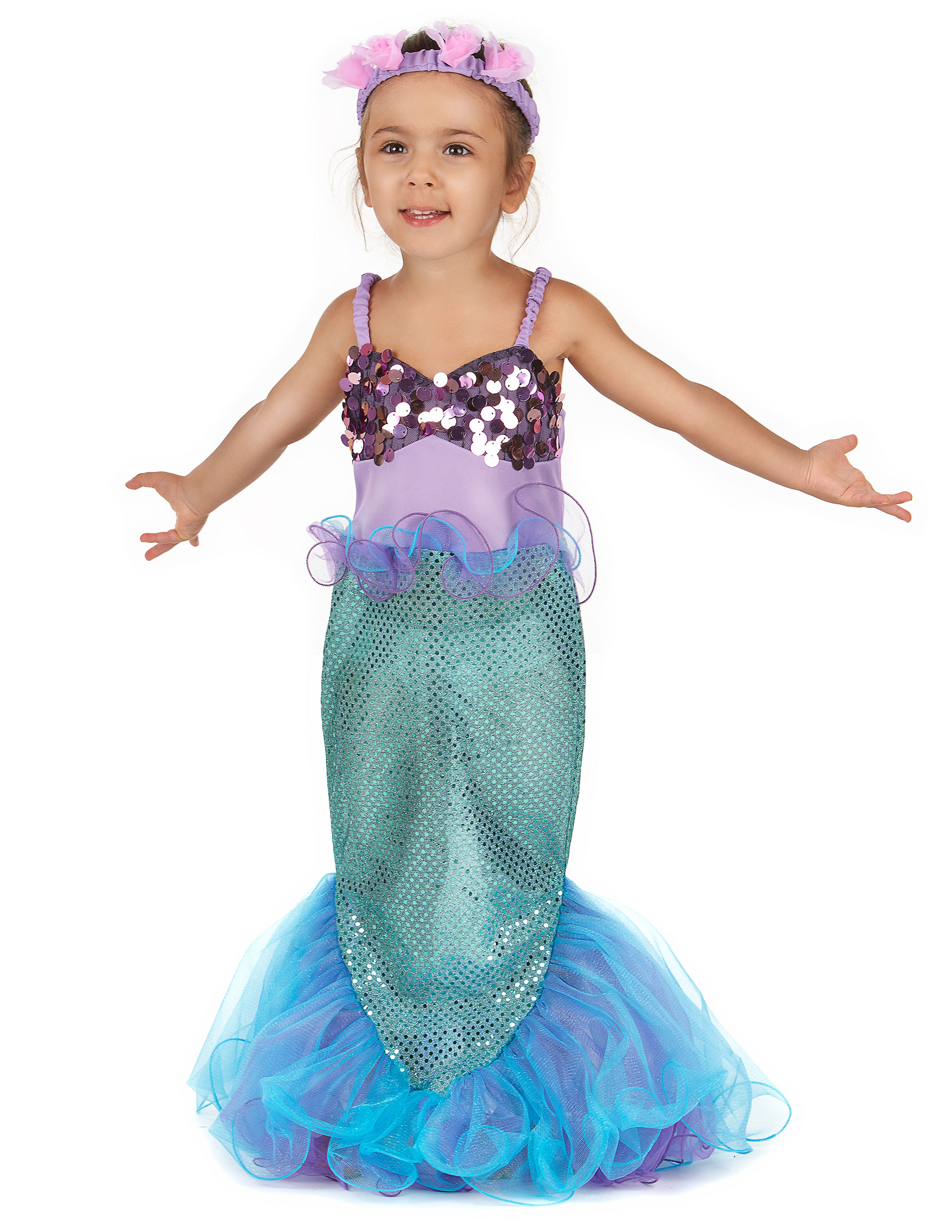 Meerjungfrau-Kostüm für Kinder blau-lila von KARNEVAL-MEGASTORE