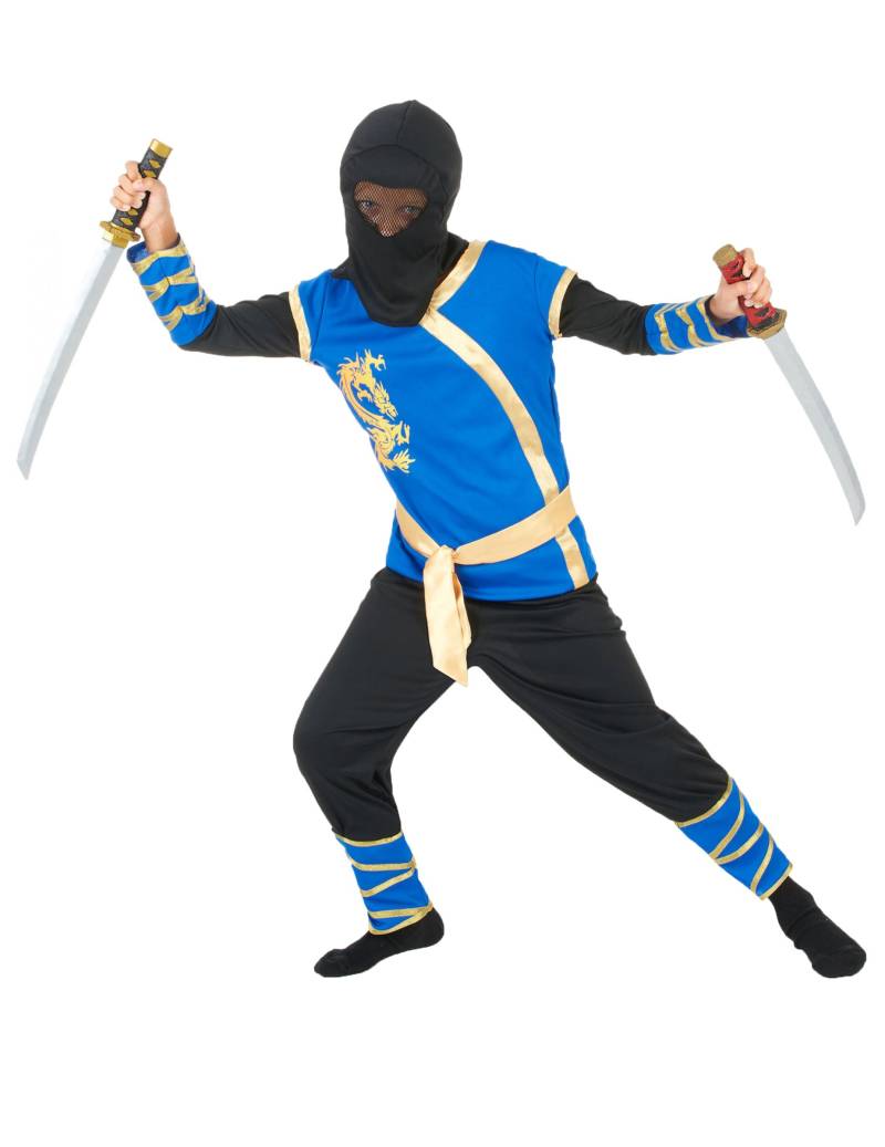 Ninja Krieger Kinderkostüm schwarz-blau von KARNEVAL-MEGASTORE