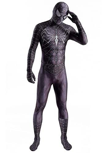 MODBE Black Spider Venom Cosplay Kostüme Halloween Maskerade Overall Weihnachten Performance Requisiten Onesies Anzug Kostüm Rollenspiel Outfit (Color : A-Venom, Size : Adult/185cm) von MODBE