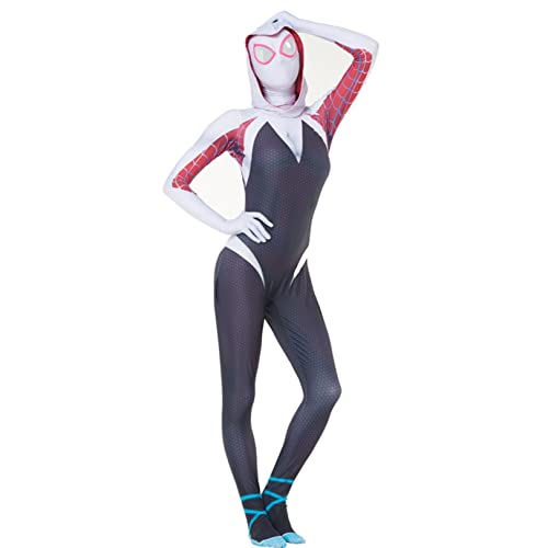 Mädchen Gwen Stacy Cosplay Kostüm Halloween Weihnachten Overall 3D Objektiv Maske Bodysuit Filmfans Strumpfhosen Anzug Karneval Onesies Outfit (Color : A-Gwen, Size : Adult/160cm) von MODBE