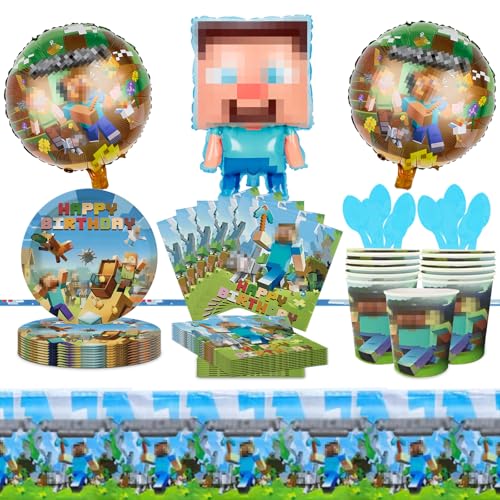 MODEQQ 54 Stück Pixe Geburtstag Party Set für 10 Gäste, Party Geschirr Set Wiederverwendbar für Kinder Geburtstagsdeko MODEQQ 54 Stück Pixe Geburtstag Party Set für 10 Gäste, Party Geschirr Set Wiederverwendbar für Kinder Geburtstagsdeko von MODEQQ