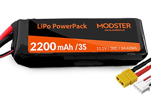 MODSTER 3S 11,1V 2200 mAh 30C (XT60) PowerPack LiPo Pack, Multicolor von MODSTER