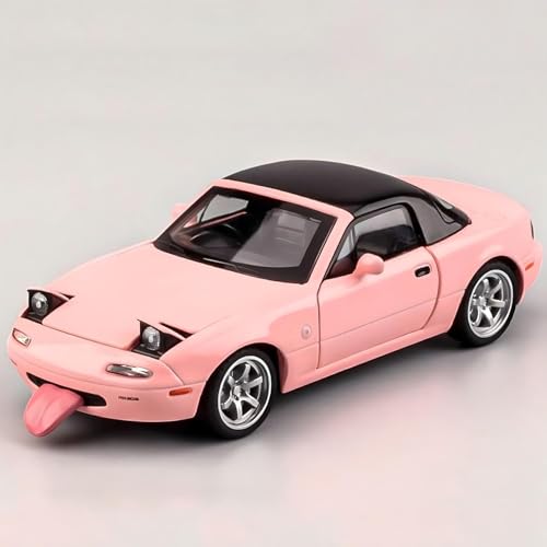 MODVKVK Mazda MX-5 Miata 1:32 Modellauto, Spielzeugauto mit Licht & Musik, Abnehmbares Verdeck, Zurückziehfunktion, Legierungsdruckguss, Ideal für Kinder ab 3 Jahren & Sammlermodellauto (Rosa) von MODVKVK