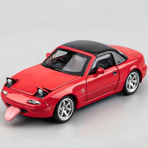 MODVKVK Mazda MX-5 Miata 1:32 Modellauto, Spielzeugauto mit Licht & Musik, Abnehmbares Verdeck, Zurückziehfunktion, Legierungsdruckguss, Ideal für Kinder ab 3 Jahren & Sammlermodellauto (Rot) von MODVKVK