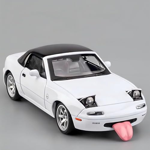 MODVKVK 1/32 Mazda Miata MX-5 Modellauto, Pull Back Spielzeugauto mit Sound und Licht, geeignet für Kinder von 4-7 Jahren Spielzeugauto, Sammlermodellauto (Weiß) von MODVKVK
