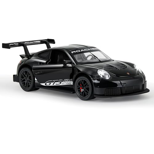 MODVKVK Porsche 911 GT3RS Modellauto 1:32, Spielzeugautos aus Druckgussmetall, Kinderspielzeugauto mit Ton und Licht mit Rückziehfunktion für Kinder ab 3 Jahren und Autosammler (Schwarz-1) von MODVKVK